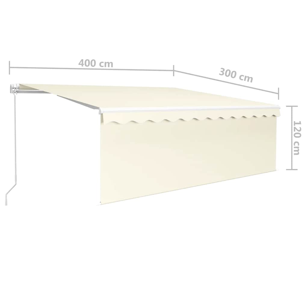 Tenda da Sole Retrattile Manuale con LED 4x3 m Crema