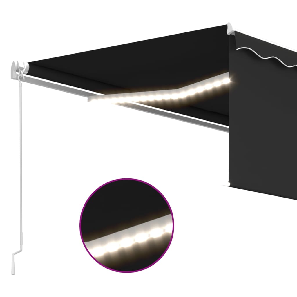 Tenda da Sole Retrattile Manuale con LED 4x3 m Antracite