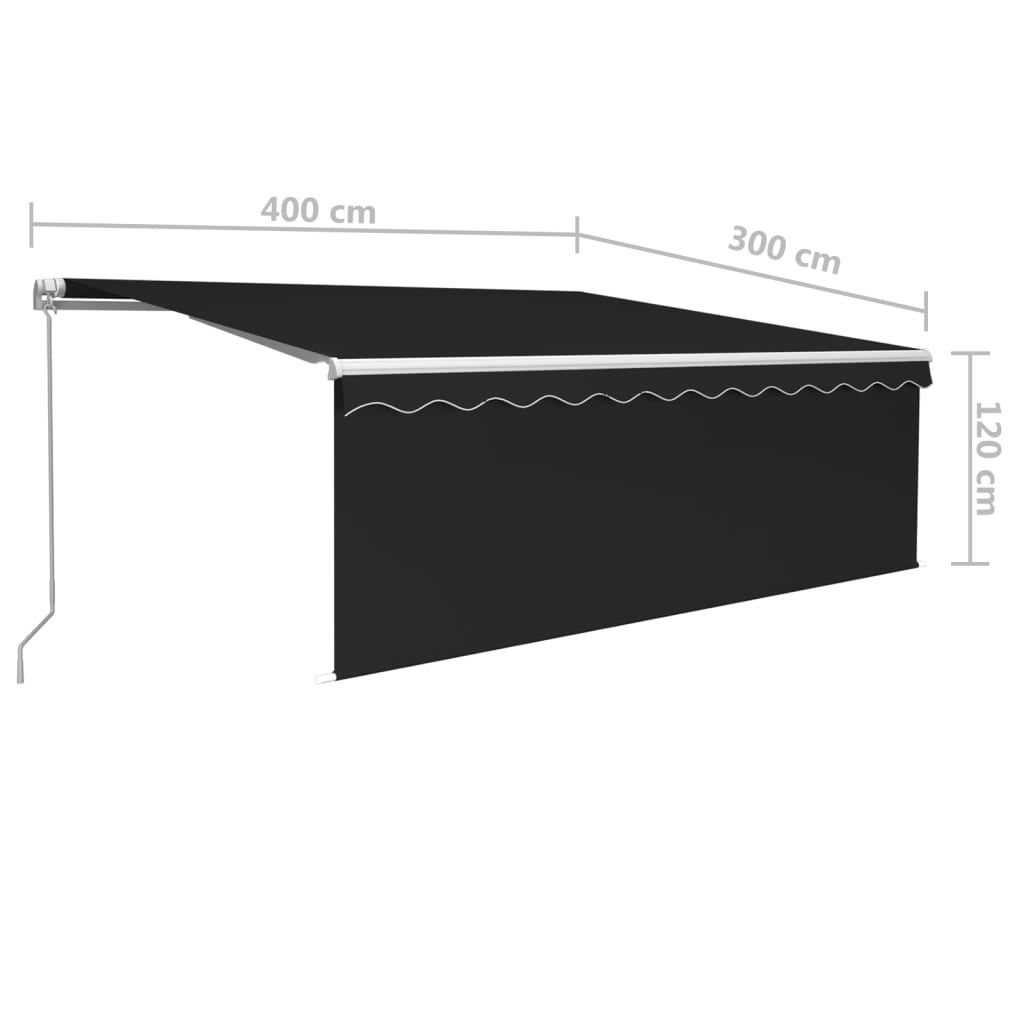 Tenda da Sole Retrattile Manuale con LED 4x3 m Antracite
