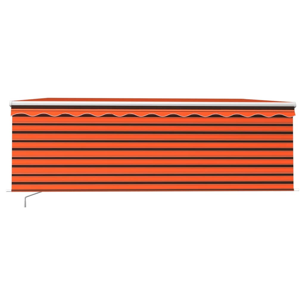 Tenda Sole Retrattile Manuale Parasole LED 4x3m Arancio Marrone