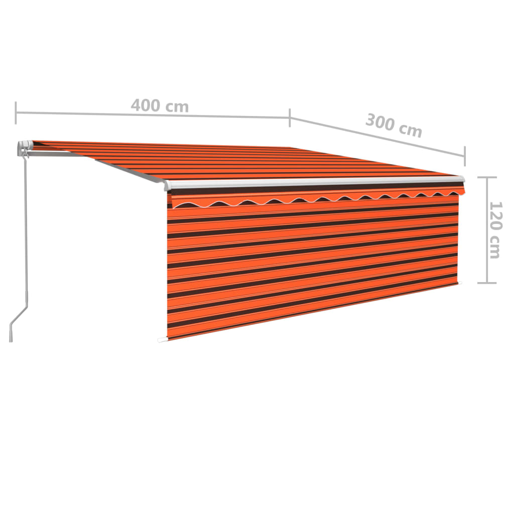 Tenda Sole Retrattile Manuale Parasole LED 4x3m Arancio Marrone