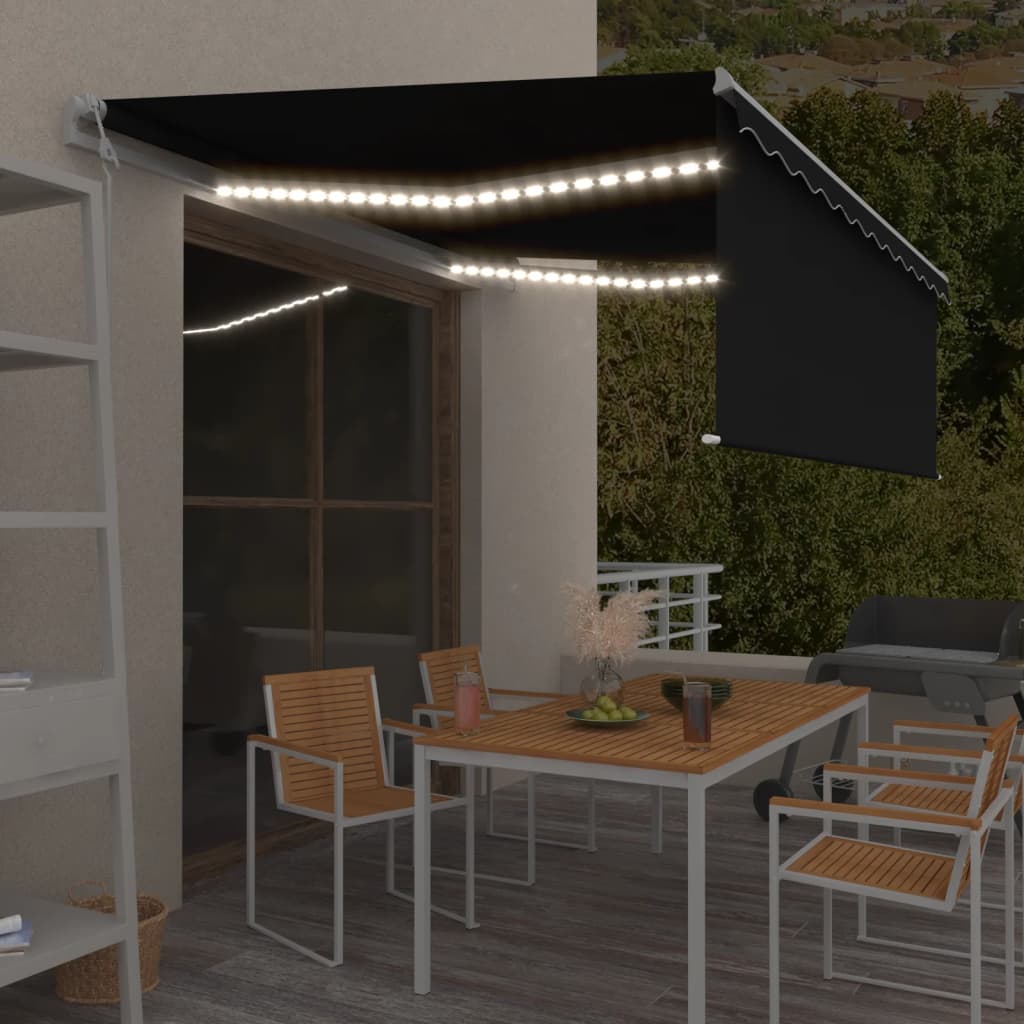 Tenda Automatica Parasole Sensore Vento e LED 4x3m Antracite