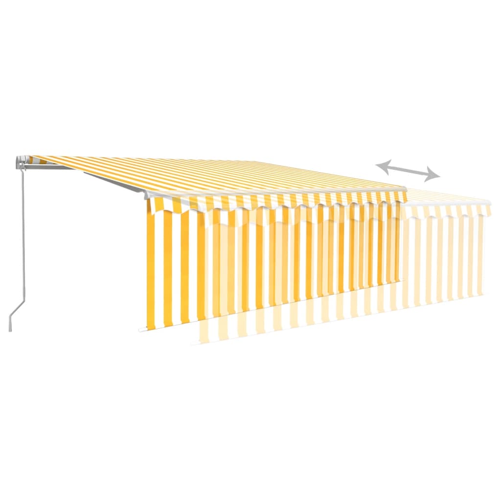 Tenda retrattile Giallo e Bianco 4,5 × 3 m Poliestere