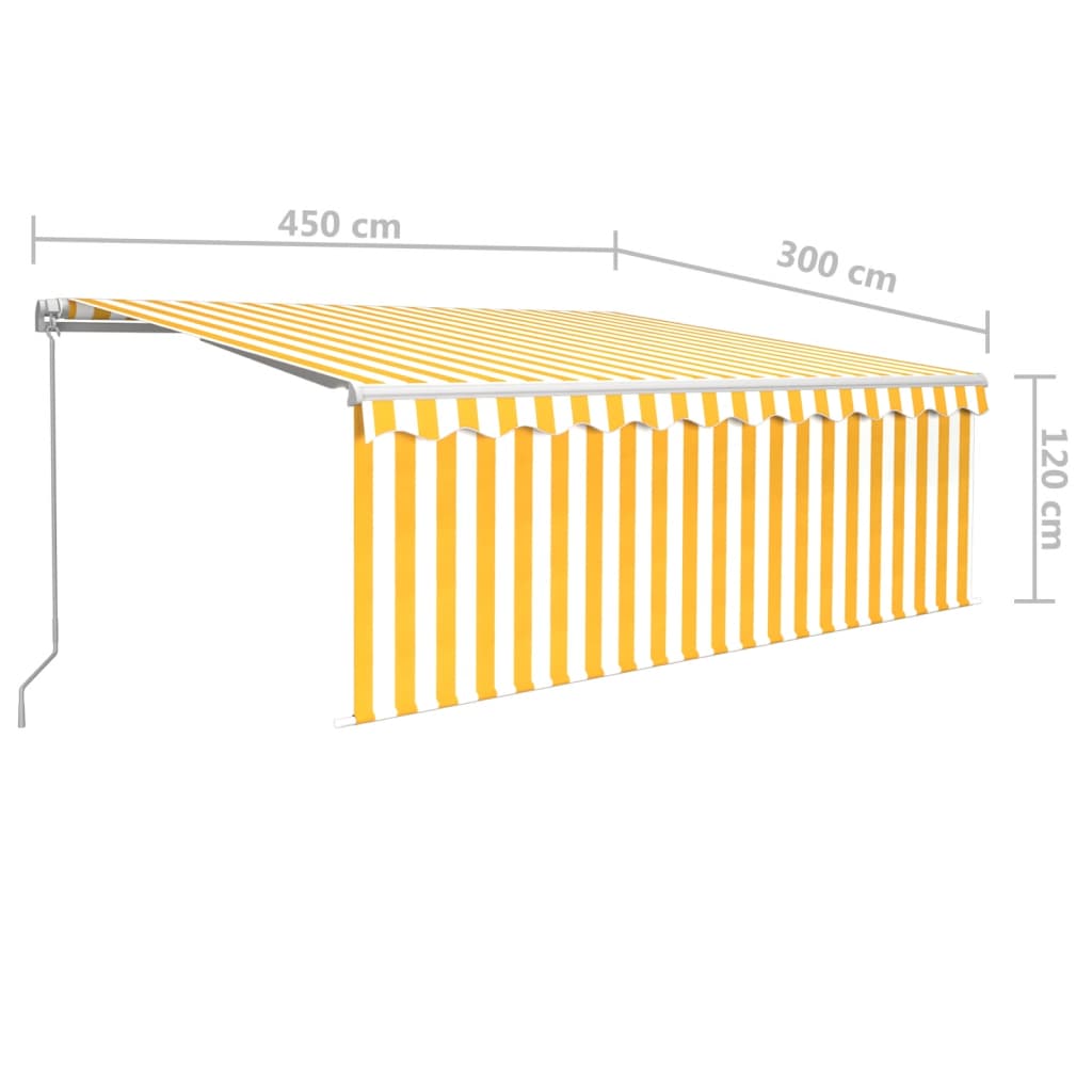 Tenda retrattile Giallo e Bianco 4,5 × 3 m Poliestere