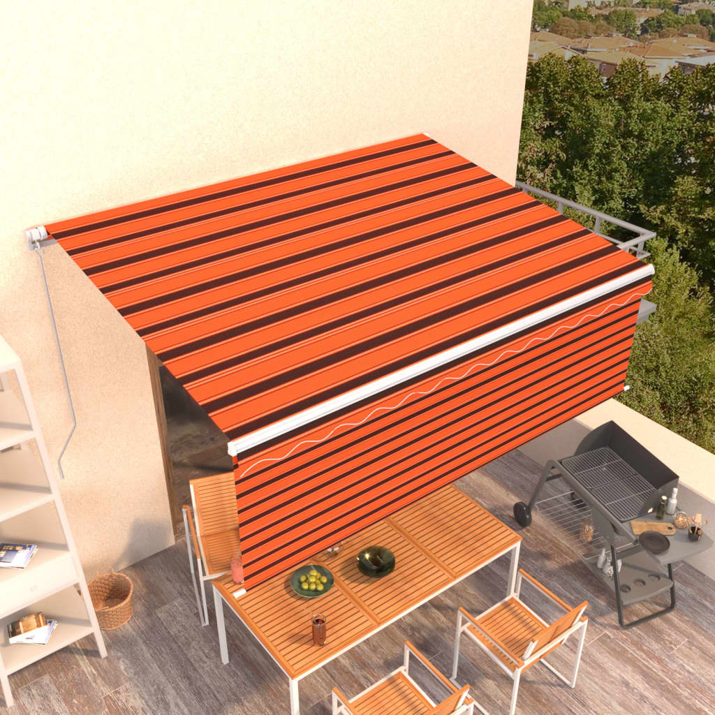 Tenda retrattile Arancione e Marrone 4,5 × 3 m Poliestere