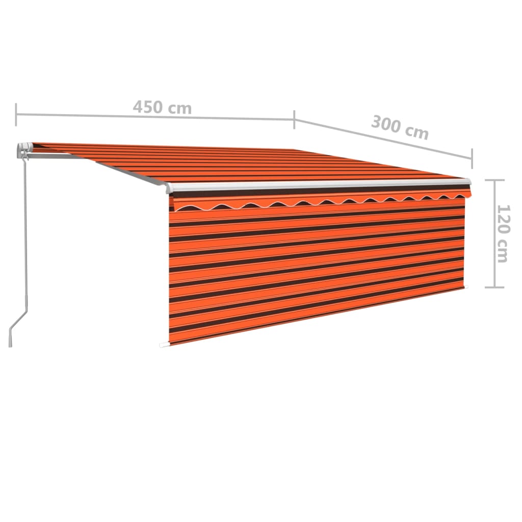Tenda retrattile Arancione e Marrone 4,5 × 3 m Poliestere