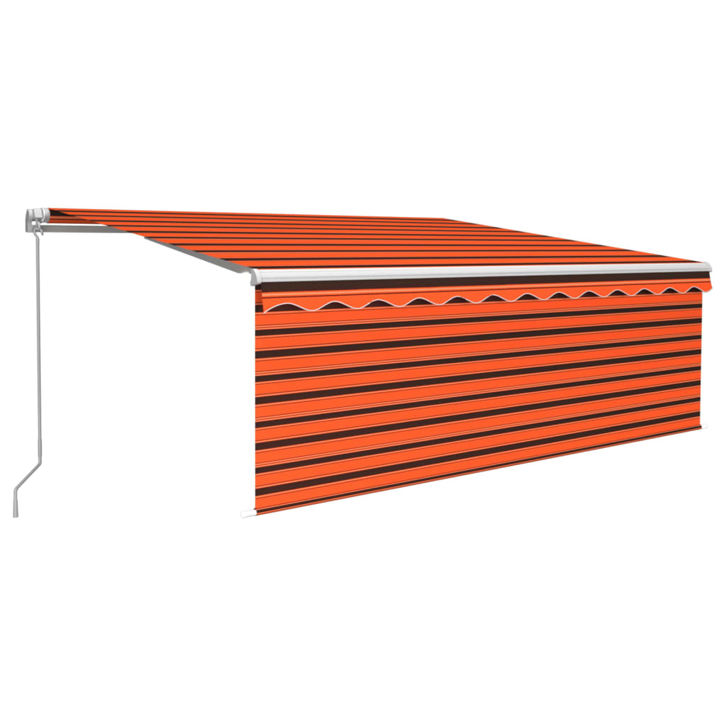 Tenda Sole Retrattile Manuale con LED 4,5x3m Arancione Marrone