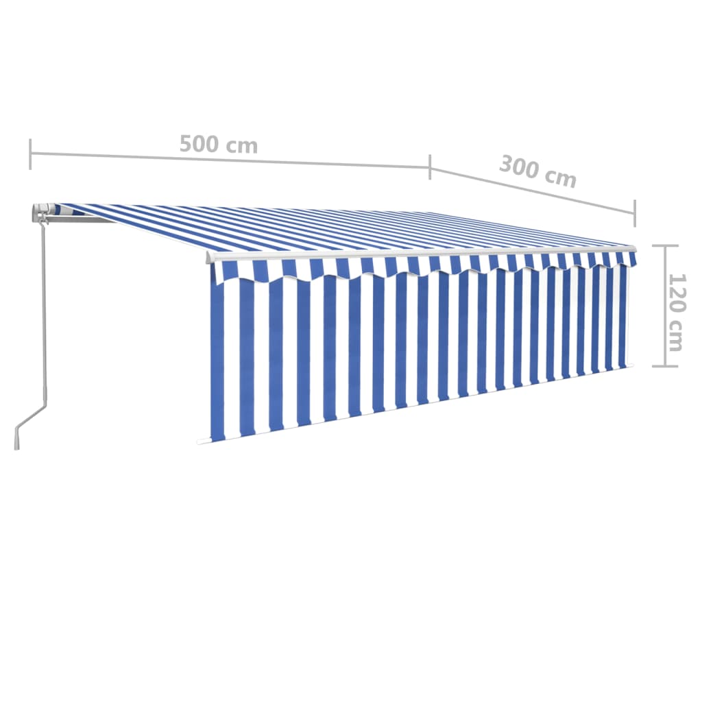 Tenda retrattile Blu e Bianco 5 x 3 m Poliestere