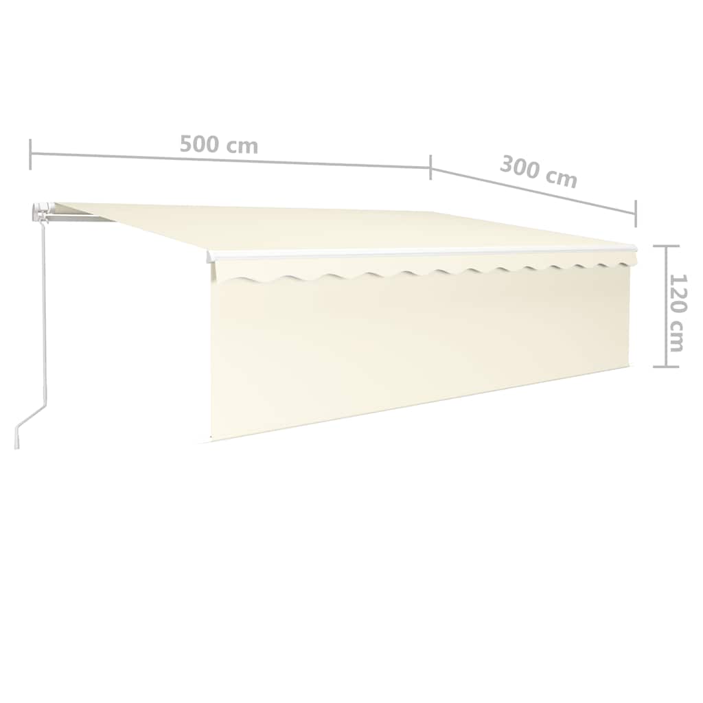 Tenda Sole Retrattile Manuale Parasole LED 5x3 m Crema