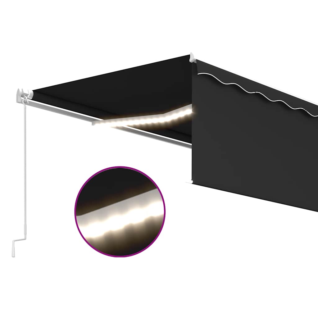 Tenda Sole Retrattile Manuale Parasole LED 5x3m Antracite