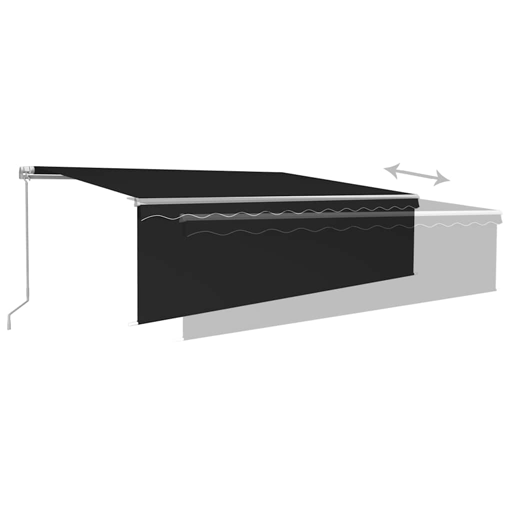 Tenda Sole Retrattile Manuale Parasole LED 5x3m Antracite