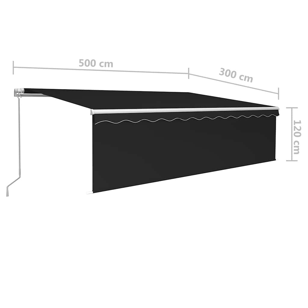 Tenda Sole Retrattile Manuale Parasole LED 5x3m Antracite