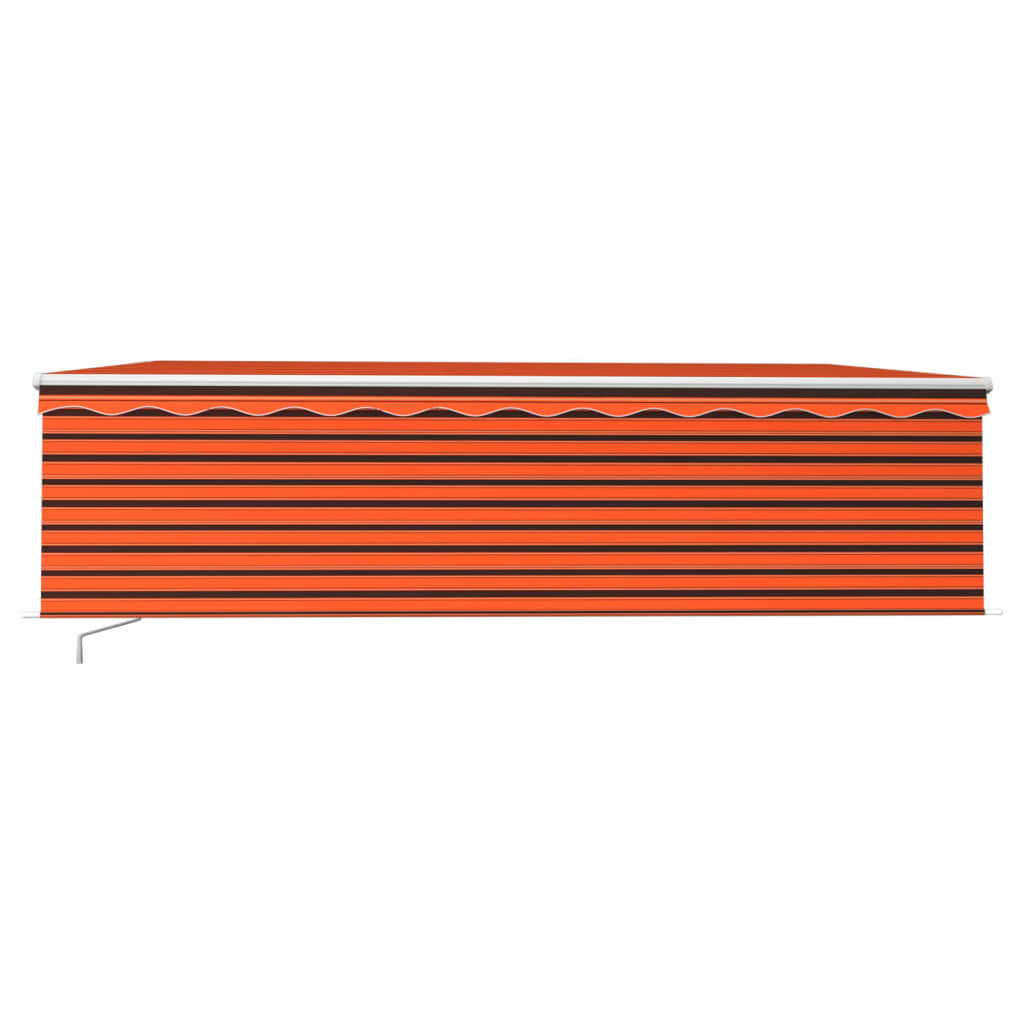 Tenda Sole Retrattile Manuale Parasole LED 5x3m Arancio Marrone