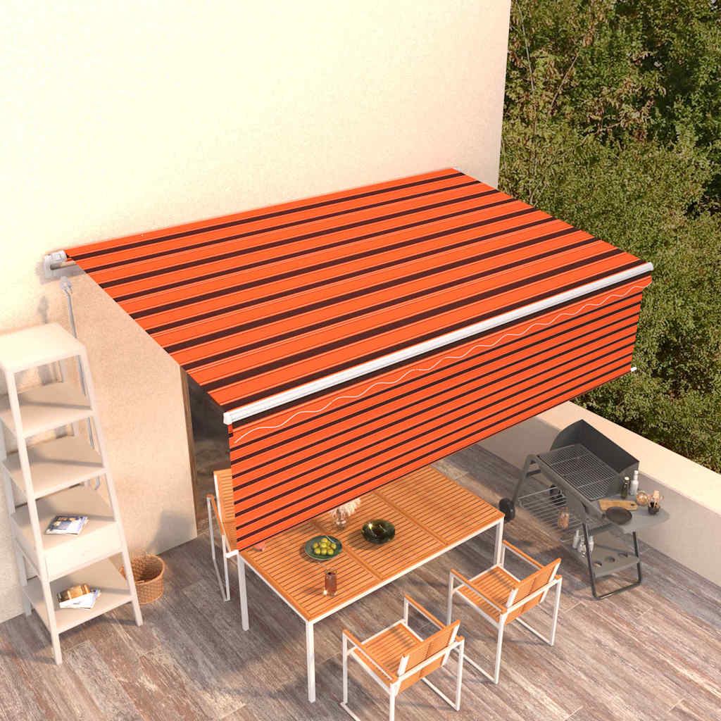Tenda Sole Retrattile Automatica Parasole 5x3m Arancio Marrone
