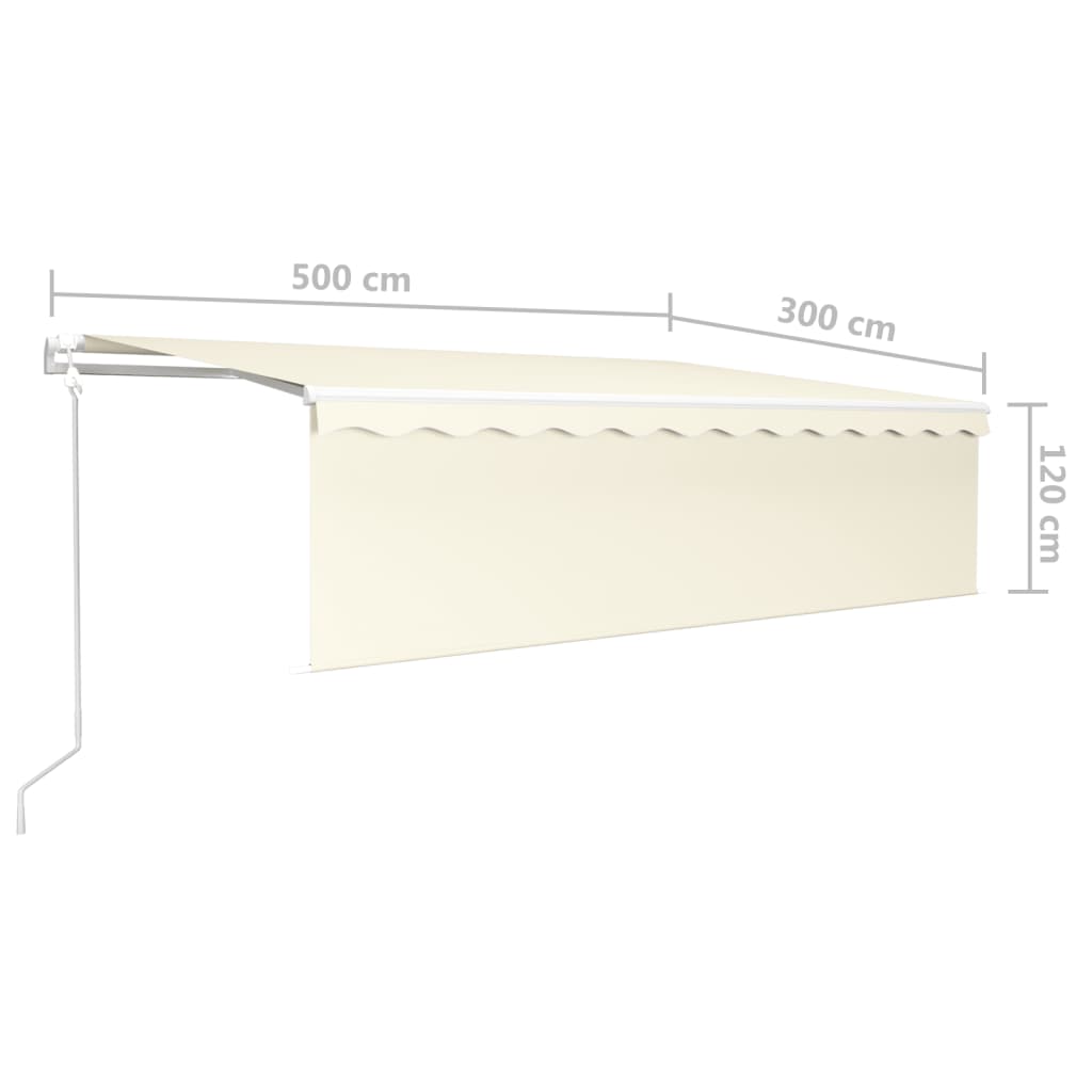 Tenda Automatica con Parasole Sensore Vento e LED 5x3 m Crema