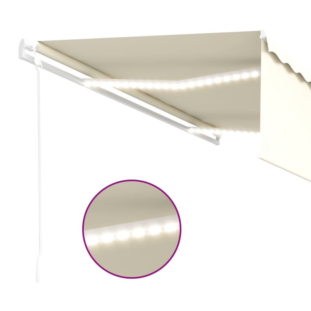 Tenda Automatica con Parasole Sensore Vento e LED 5x3 m Crema