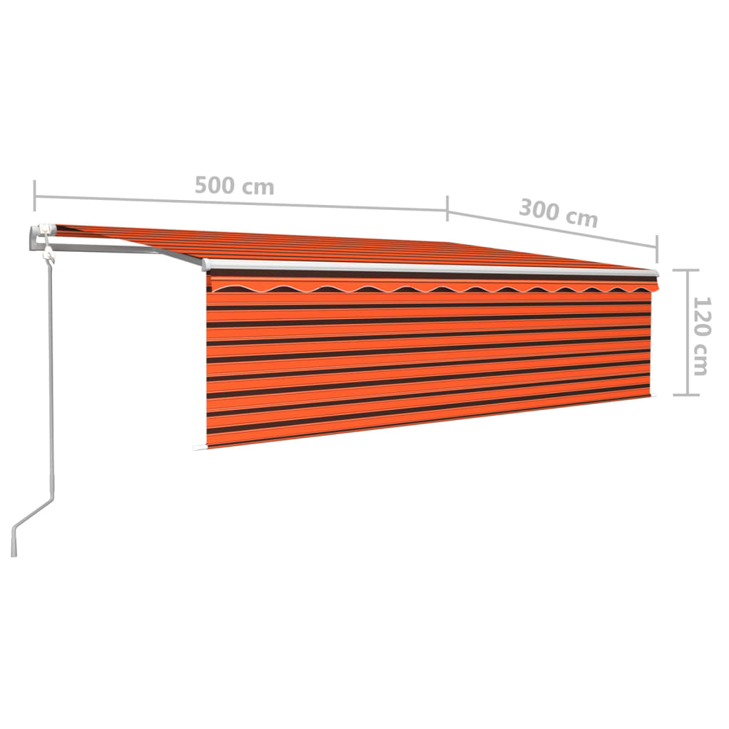 Tenda Automatica Sensore Vento e LED 5x3 m Arancione e Marrone