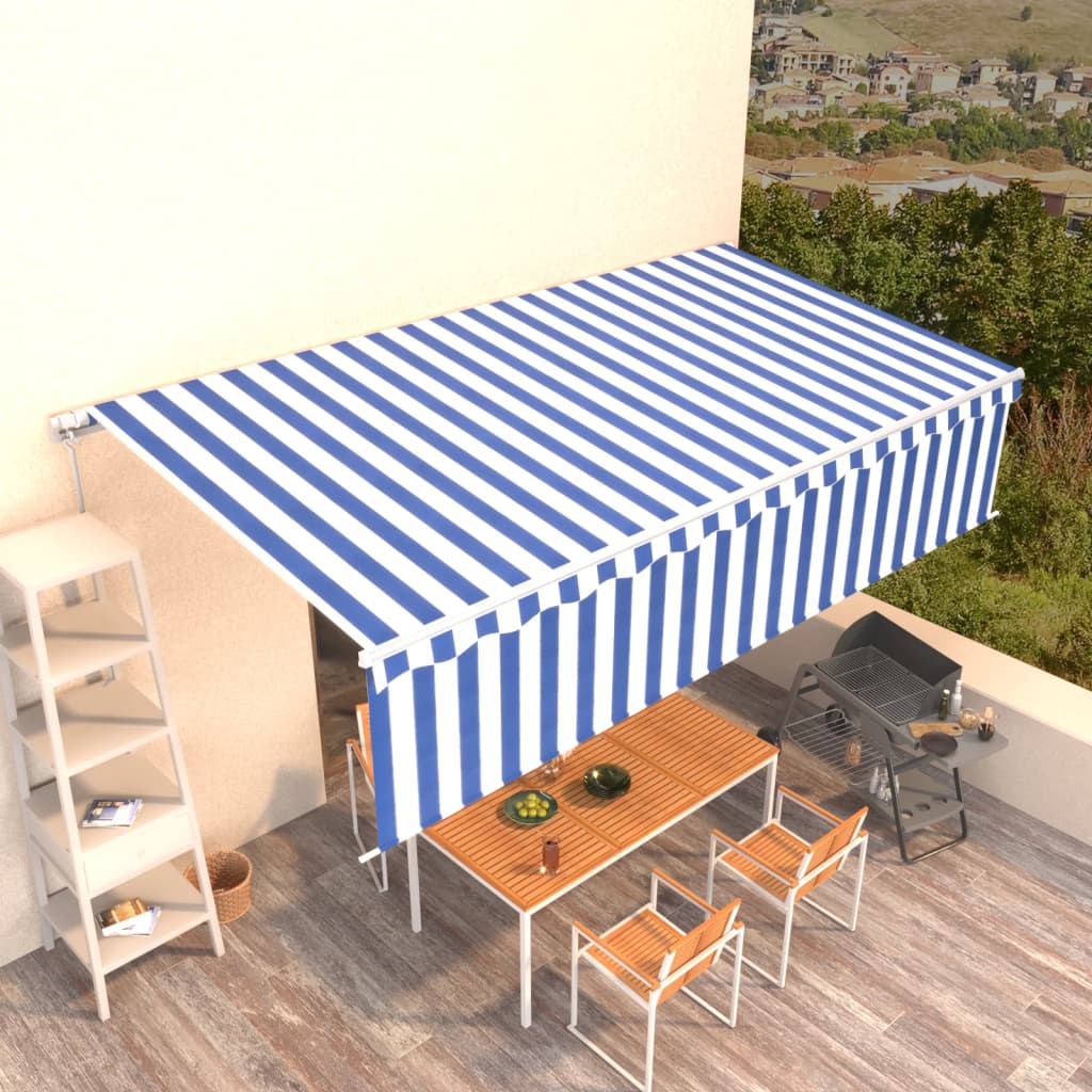 Tenda retrattile Blu e Bianco 6 x 3 m Poliestere
