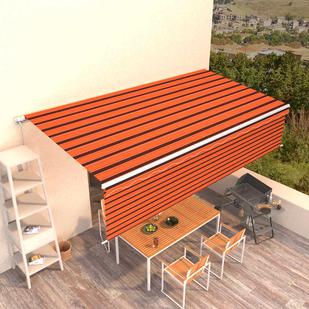 Tenda retrattile Arancione e Marrone 6 x 3 m Poliestere