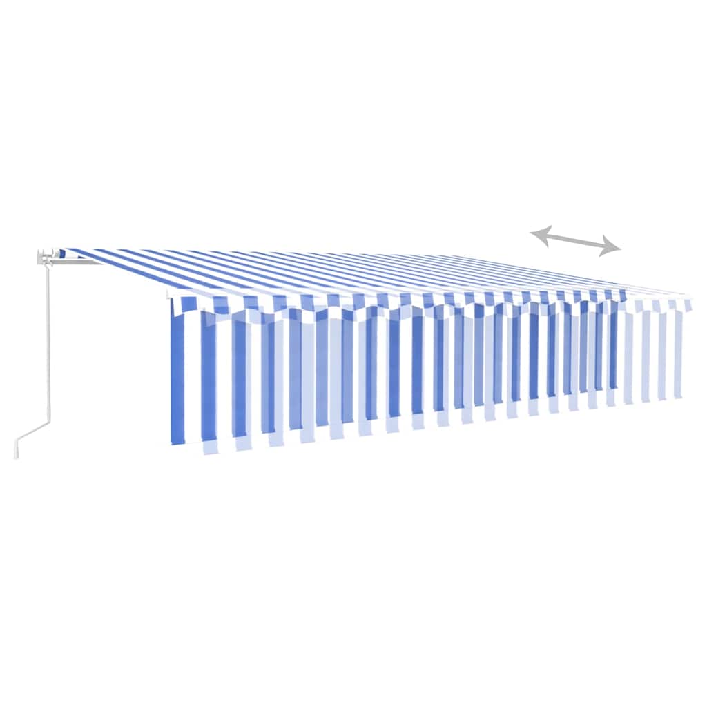 Tenda Sole Retrattile Manuale con LED 4x3m Blu e Bianc6