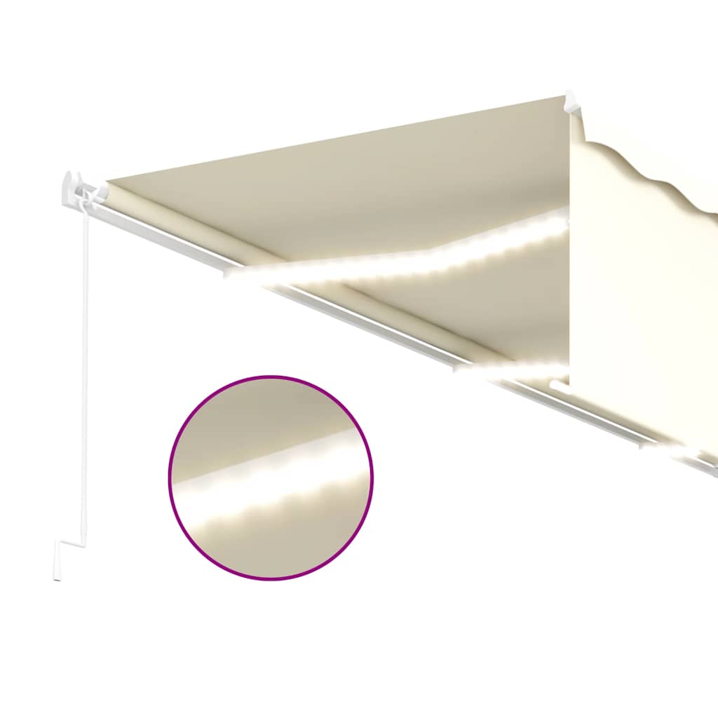 Tenda da Sole Retrattile Manuale con LED 6x3 m Crema