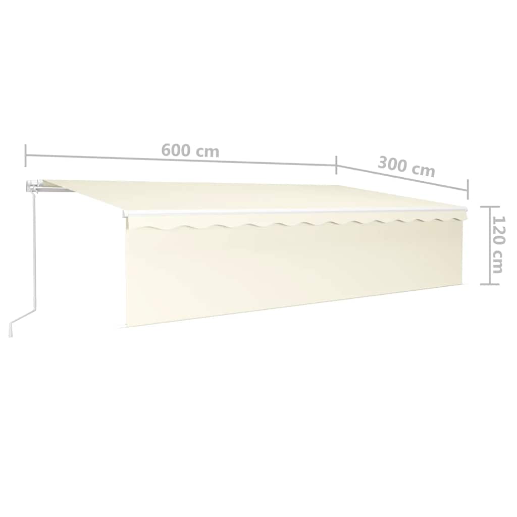 Tenda da Sole Retrattile Manuale con LED 6x3 m Crema