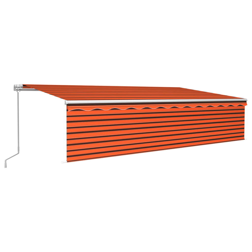 Tenda Sole Retrattile Manuale Parasole LED 6x3m Arancio Marrone
