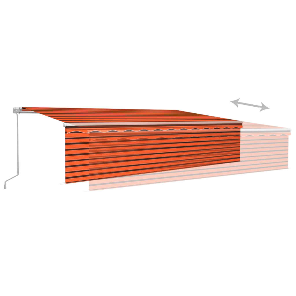 Tenda Sole Retrattile Manuale Parasole LED 6x3m Arancio Marrone