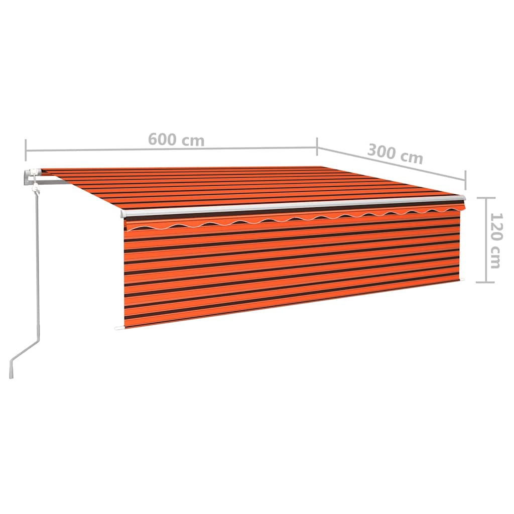 Tenda Retrattile Automatica con Parasole 6x3 m Arancio Marrone