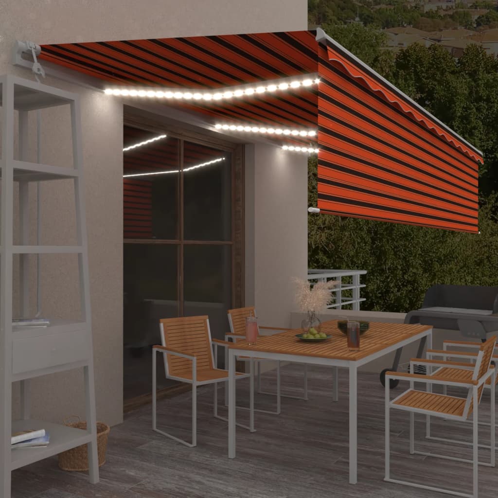 Tenda Automatica ParasoleLEDSensoreVento 6x3 m ArancioMarrone
