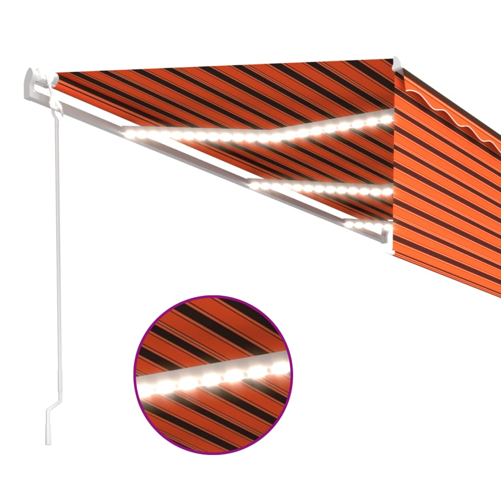Tenda Automatica ParasoleLEDSensoreVento 6x3 m ArancioMarrone