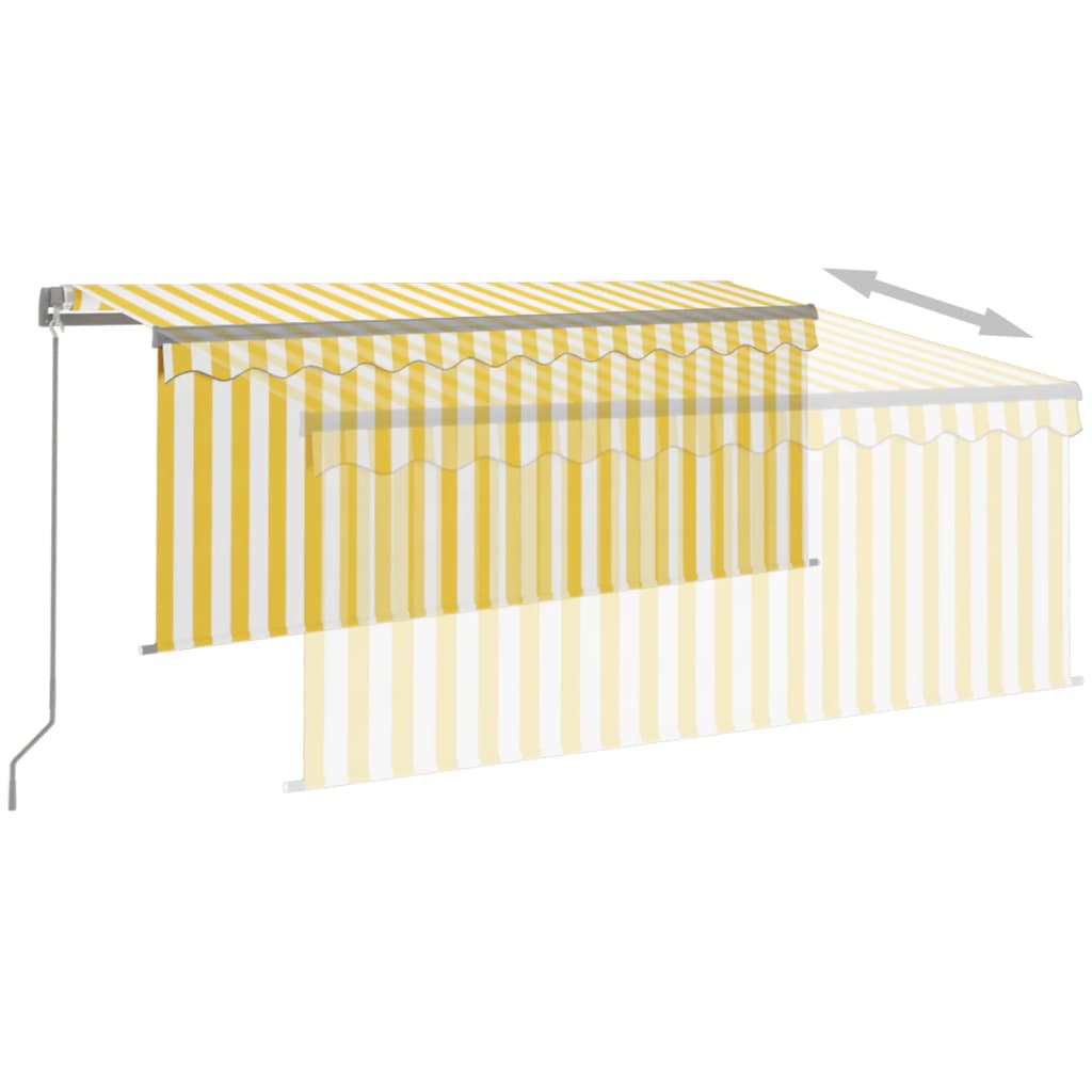 Tenda Sole Retrattile Manuale con Parasole 3x2,5m Gialla Bianca