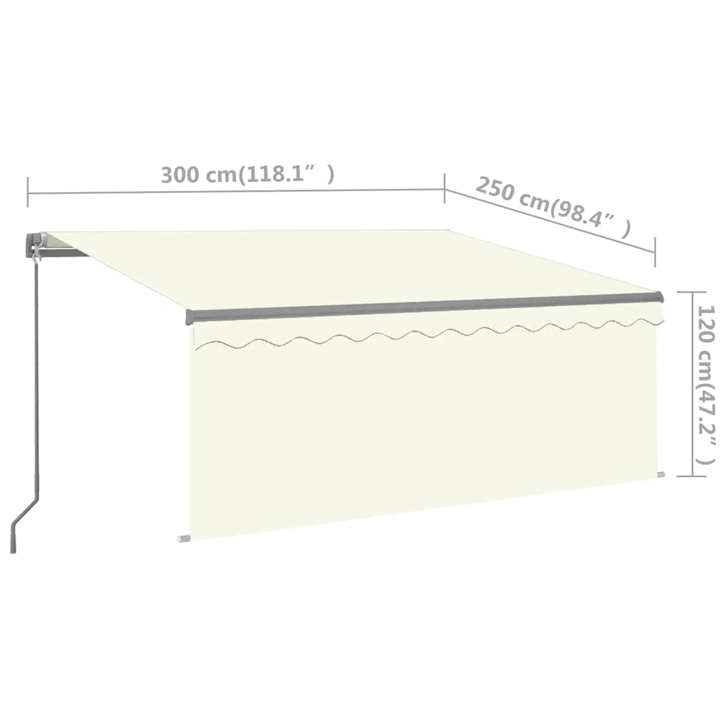 Tenda da Sole Retrattile Manuale con LED 3x2,5 m Crema