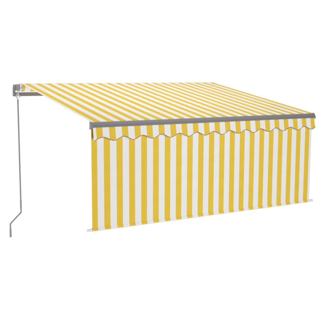 Tenda Sole Retrattile Manuale Parasole LED 3x2,5m Gialla Bianca