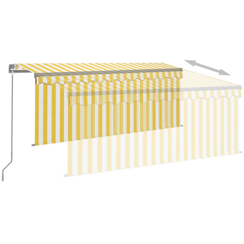 Tenda Sole Retrattile Manuale Parasole LED 3x2,5m Gialla Bianca