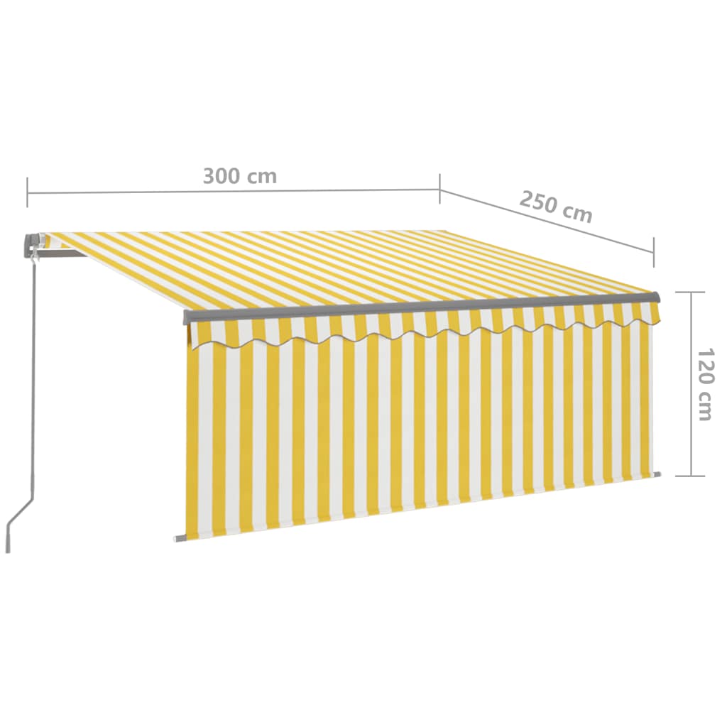 Tenda Sole Retrattile Manuale Parasole LED 3x2,5m Gialla Bianca