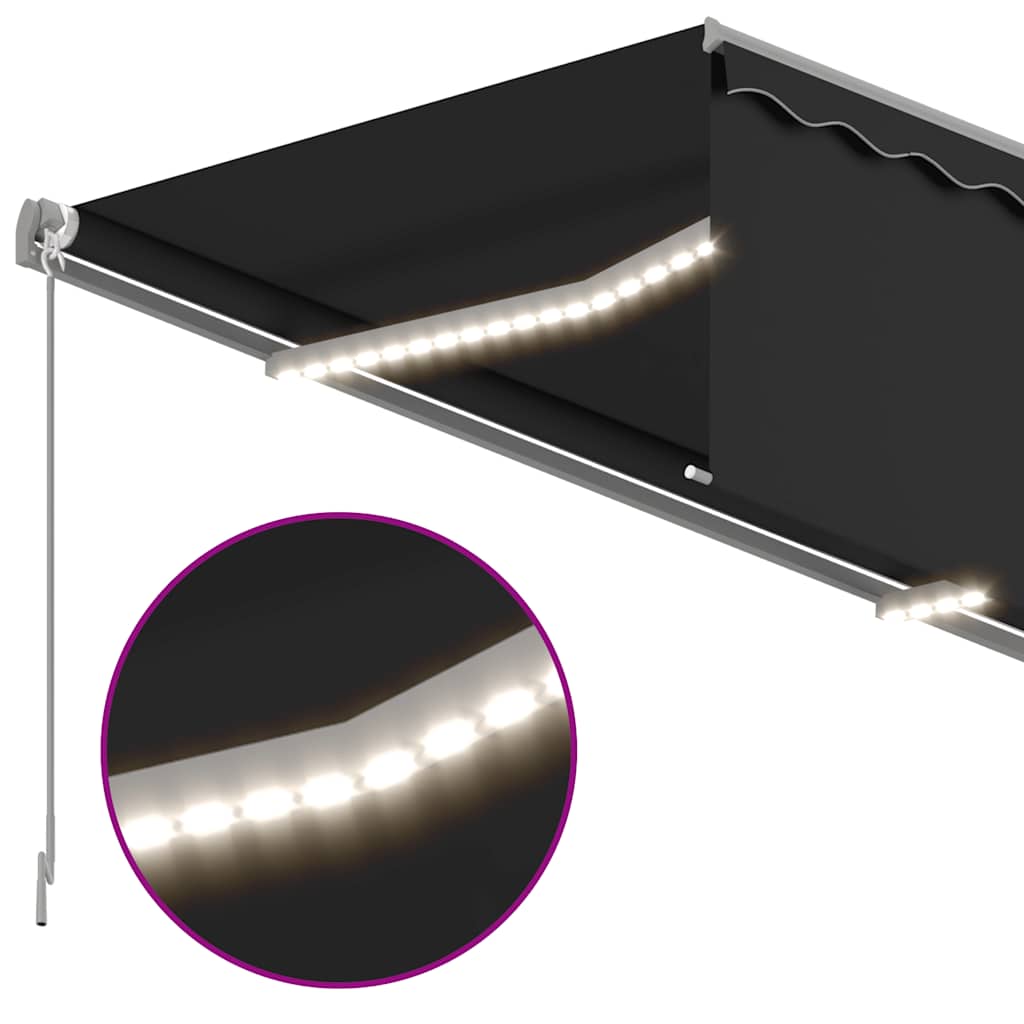 Tenda da Sole Retrattile Manuale con LED 3x2,5 m Antracite