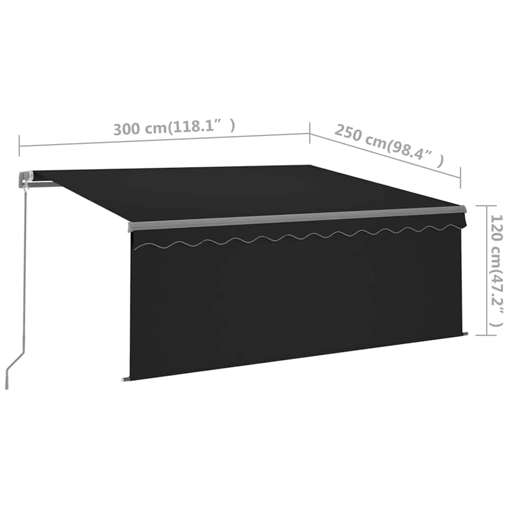 Tenda da Sole Retrattile Manuale con LED 3x2,5 m Antracite