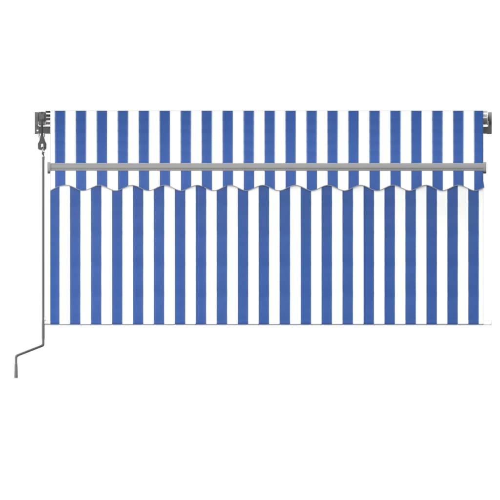 Tenda Sole Retrattile Automatica con Parasole 3x2,5m Blu Bianco