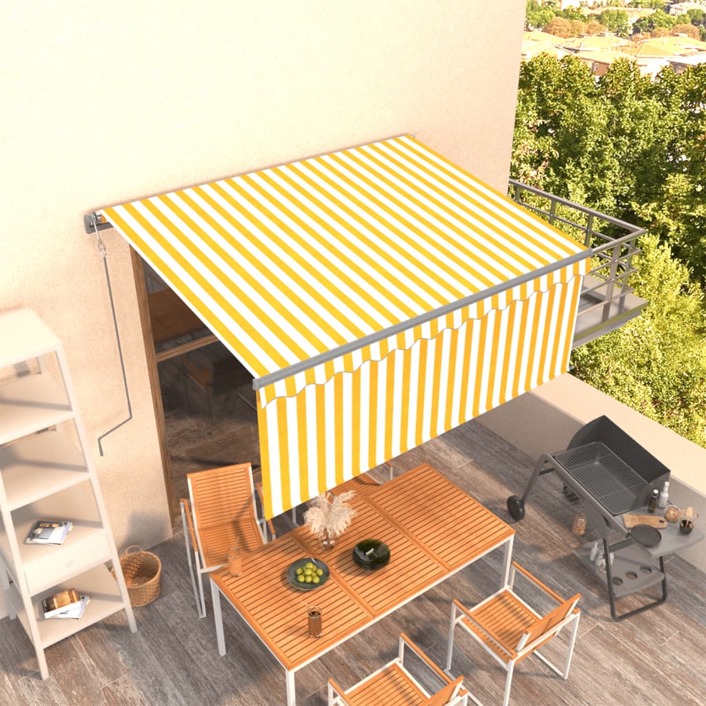 Tenda Sole Retrattile Automatica e Parasole 3x2,5mGialla Bianca