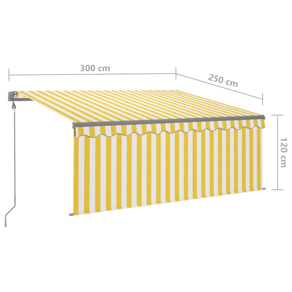 Tenda Sole Retrattile Automatica e Parasole 3x2,5mGialla Bianca