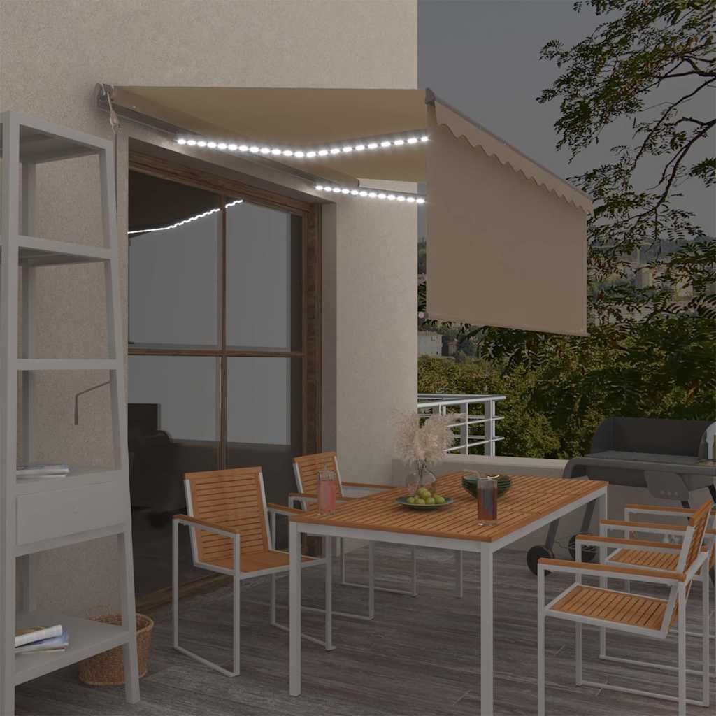 Tenda Automatica con Parasole LED e Sensore Vento 3x2,5m Crema
