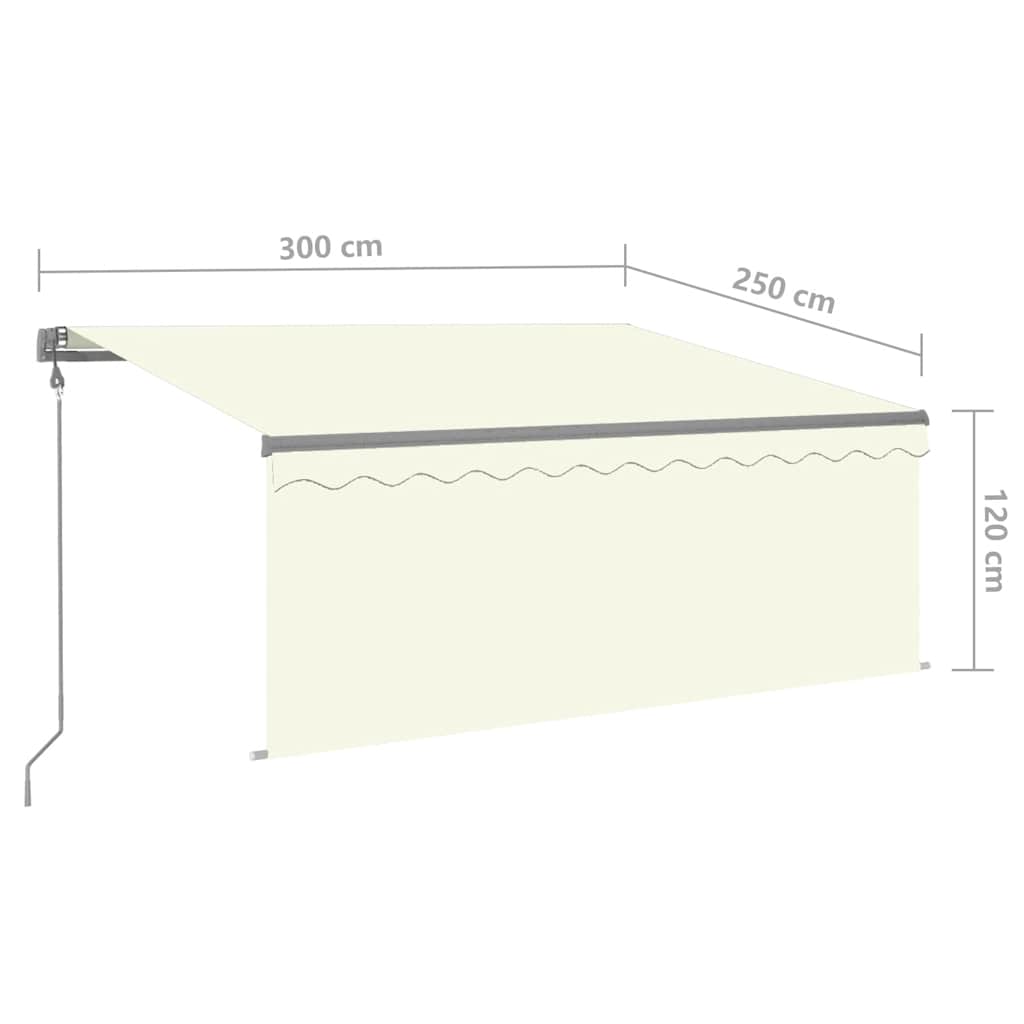 Tenda Automatica con Parasole LED e Sensore Vento 3x2,5m Crema