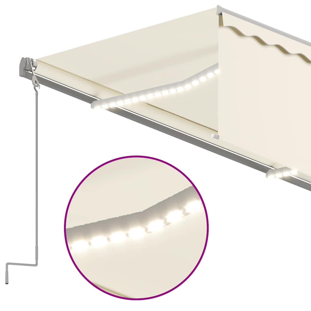 Tenda Automatica con Parasole LED e Sensore Vento 3x2,5m Crema