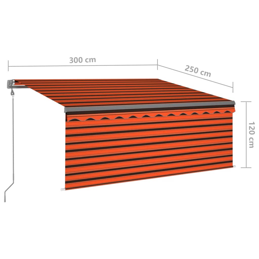 Tenda Automatica LED Sensore Vento 3x2,5m Arancione Marrone