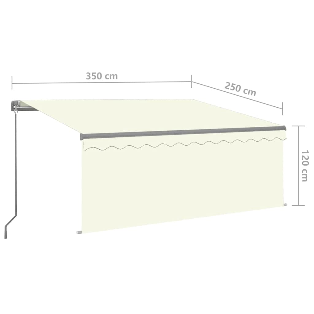 Tenda da Sole Retrattile Manuale con LED 3,5x2,5 m Crema