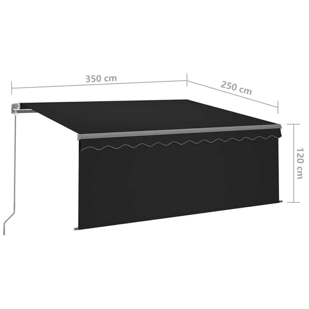 Tenda da Sole Retrattile Manuale con LED 3,5x2,5 m Antracite