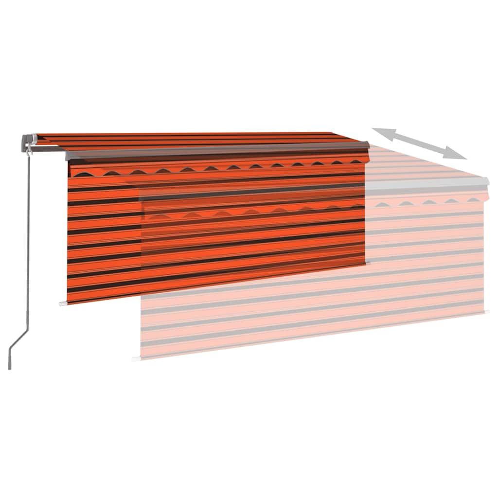 Tenda da Sole Retrattile Manuale LED 3,5x2,5m Arancione Marrone