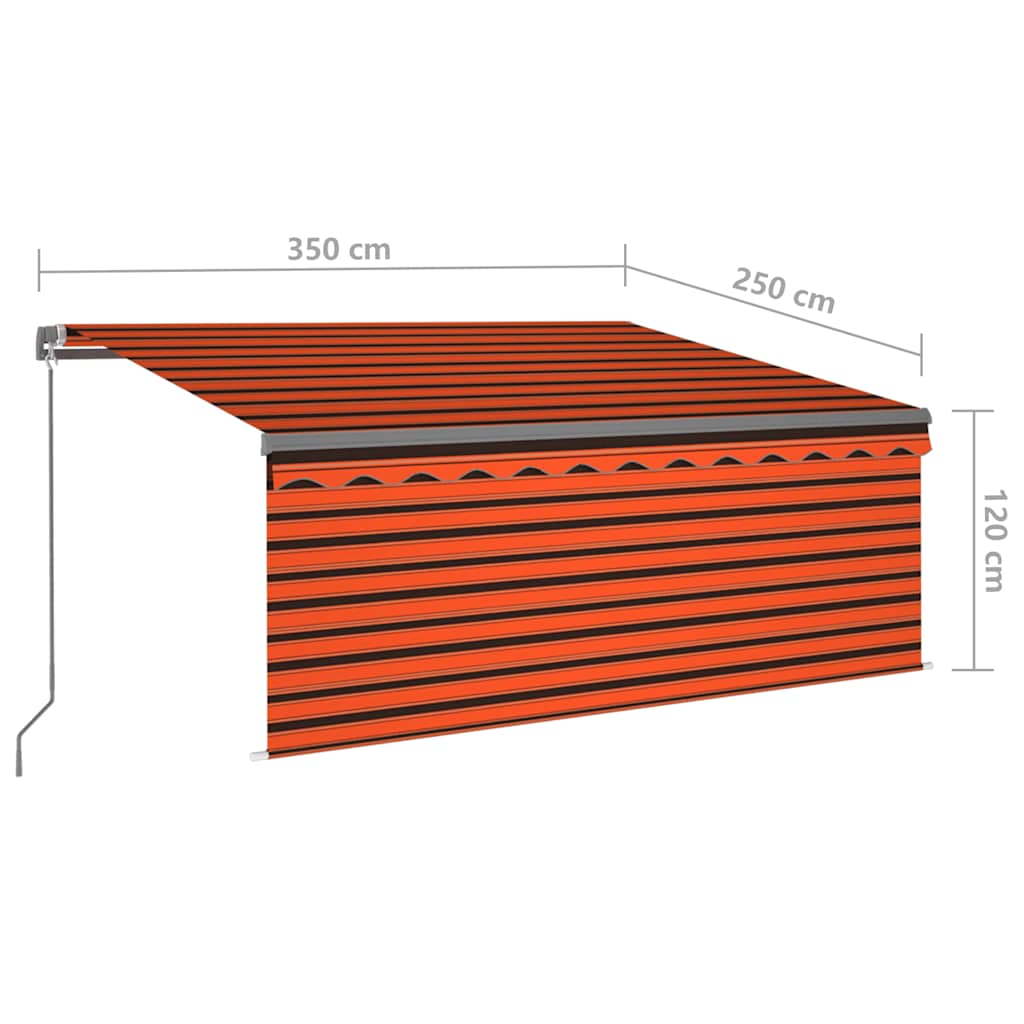 Tenda da Sole Retrattile Manuale LED 3,5x2,5m Arancione Marrone