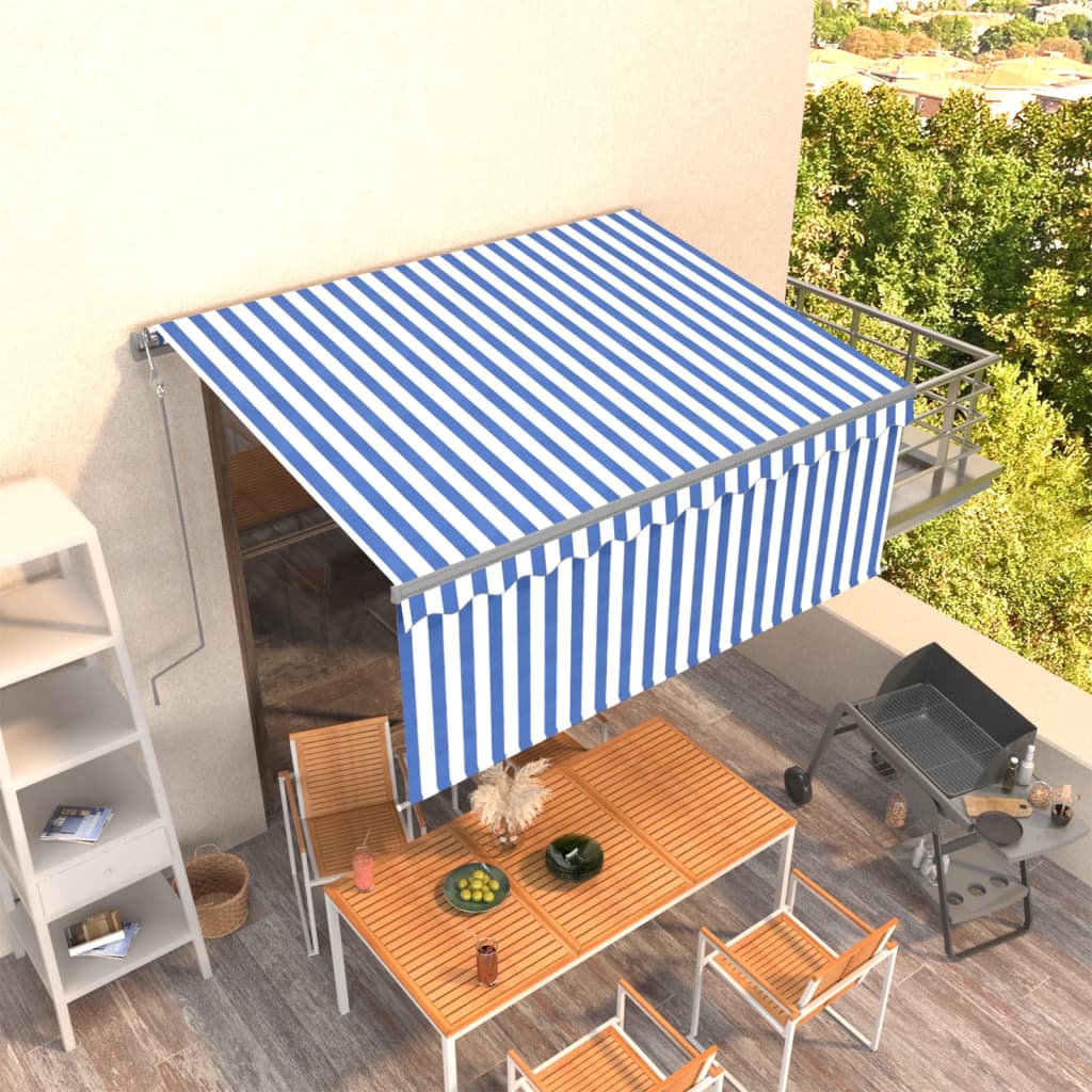 Tenda Sole Retrattile Automatica Parasole 3,5x2,5m Blu Bianco